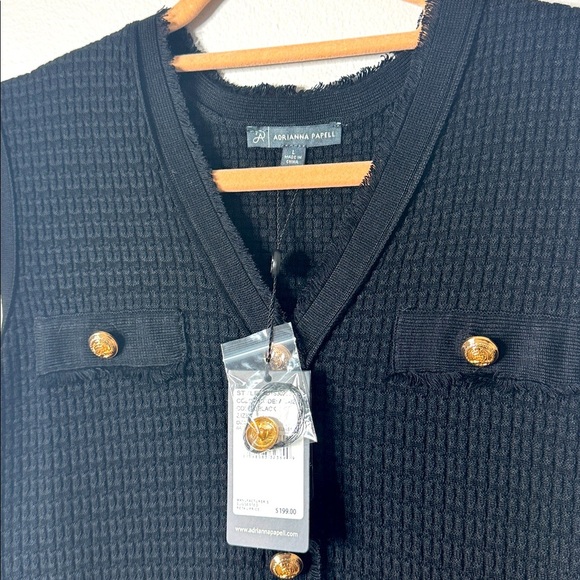 NWT Adrianna Papell Sweater Shift Dress Waffle Knit Sleeveless Mini Length Black - Picture 8 of 16